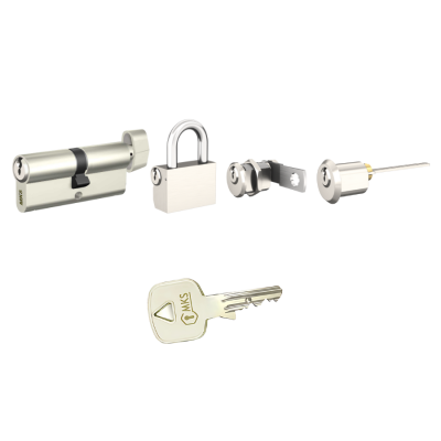 MKS Axis Guard Ortak Anahtarlı Set – 1 Adet Barel, 1 Adet Mobilya Kilidi, 1 Adet Asma Kilit ve 1 Adet Tirajlı Kilit - MKS Axis Guard