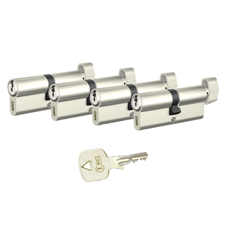 MKS MK2000 4’lü Ortak Anahtarlı Kapı Kilit Göbeği Seti – Özel Ölçü, Tek Anahtar - 1