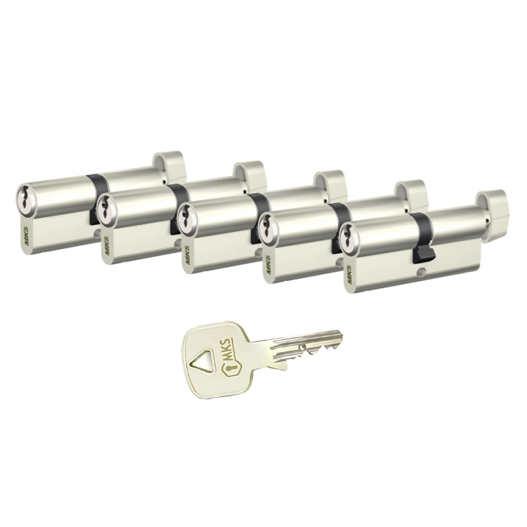 MKS MK2000 5’li Ortak Anahtarlı Kapı Kilit Göbeği Seti – Özel Ölçü, Tek Anahtar - 1