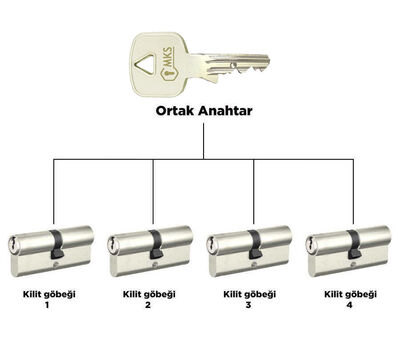 MKS MK2000 Ortak Anahtarlı (Pas Sistem) Özel Ölçü Her Ölçüde Barel Kapı Kilit Göbeği Silindir (1 Adet Kilit göbeği fiyatıdır)